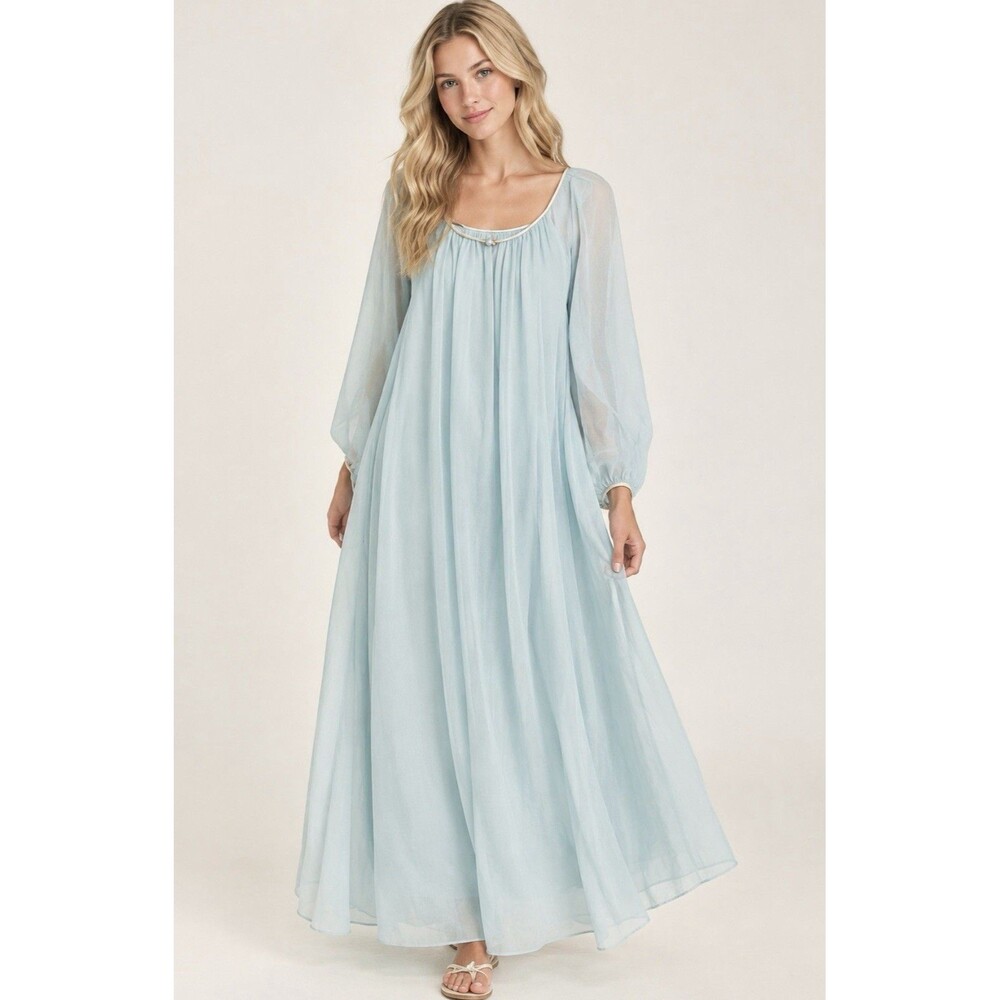 Vintage 1960’s Peignoir Sheer Chiffon Nylon  Robe USA